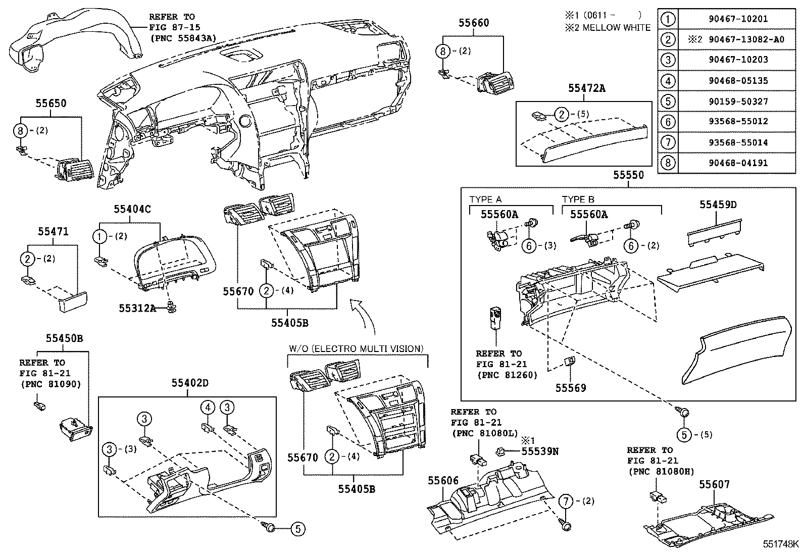  LS460 460L |  INSTRUMENT PANEL GLOVE COMPARTMENT