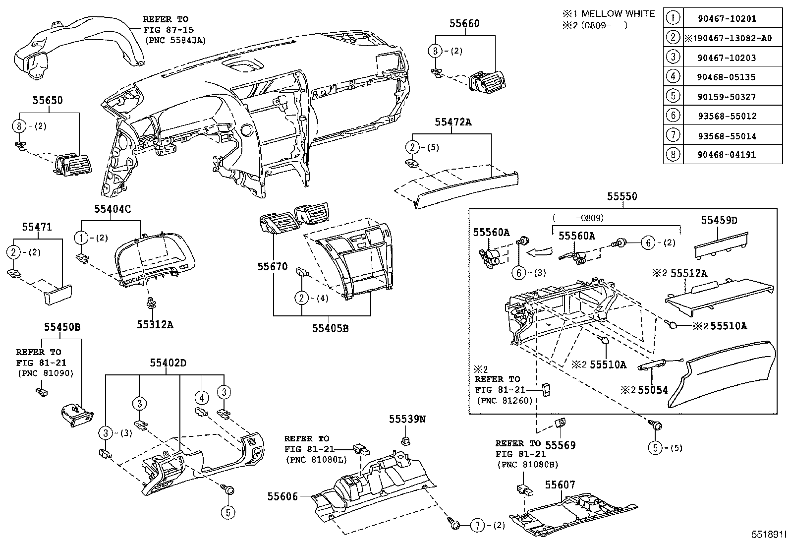  LS600HL |  INSTRUMENT PANEL GLOVE COMPARTMENT