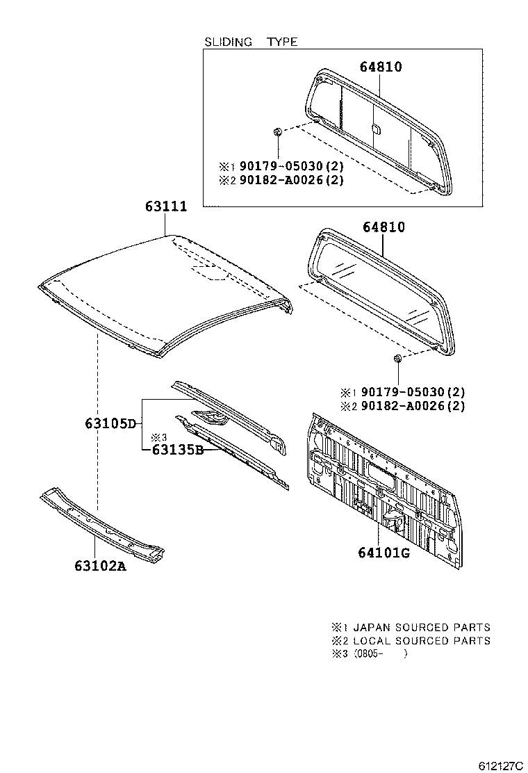  TACOMA |  ROOF PANEL BACK PANEL