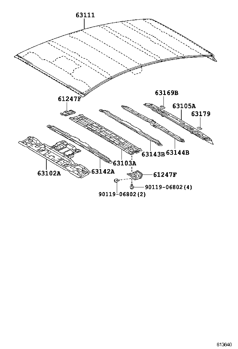  PRIUS PLUG IN HBD |  ROOF PANEL BACK WINDOW GLASS