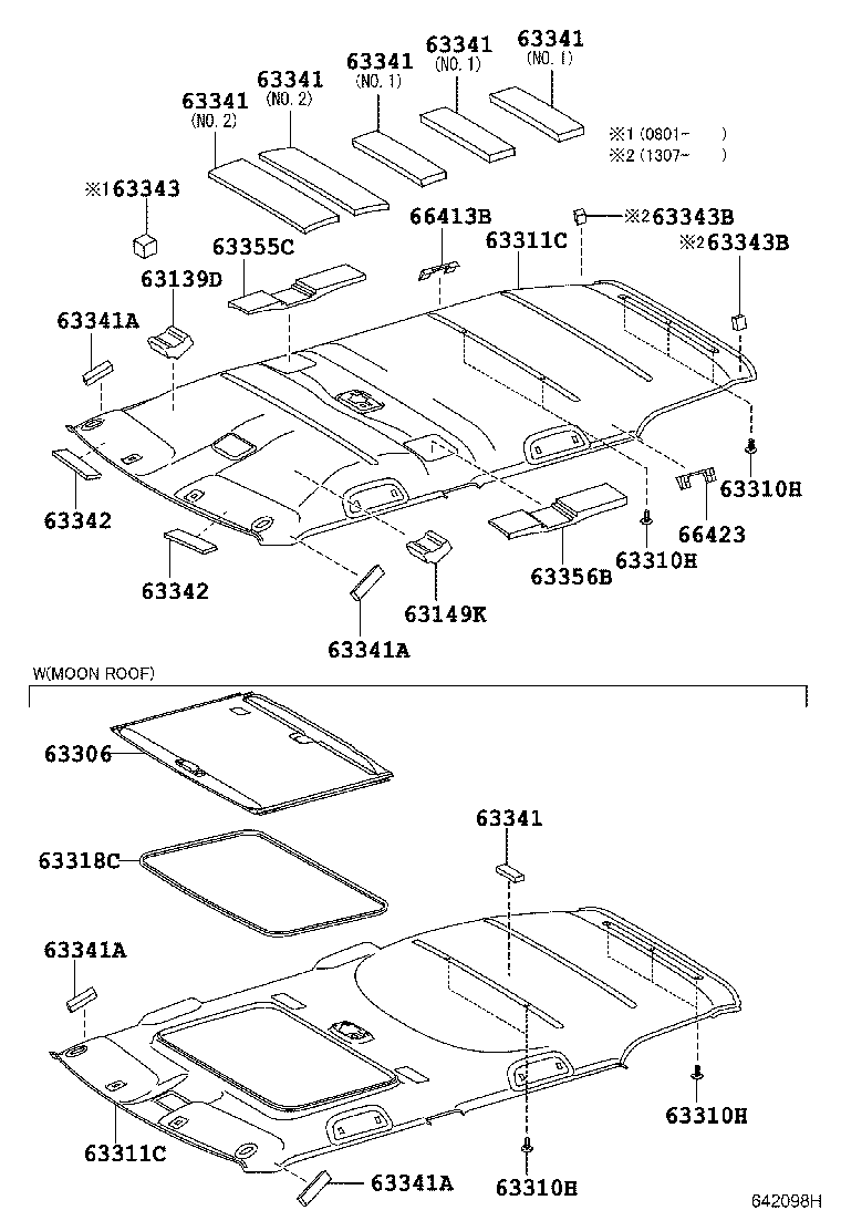  SCION XB |  ROOF HEADLINING SILENCER PAD