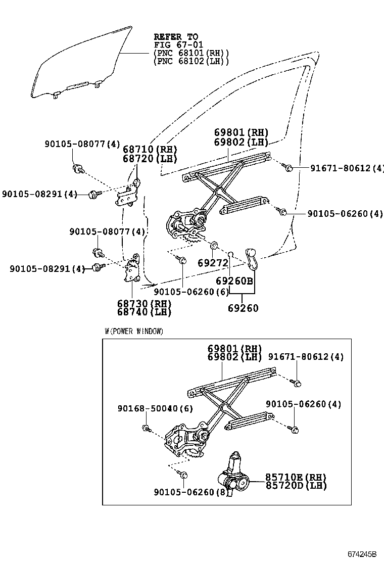  YARIS |  FRONT DOOR WINDOW REGULATOR HINGE