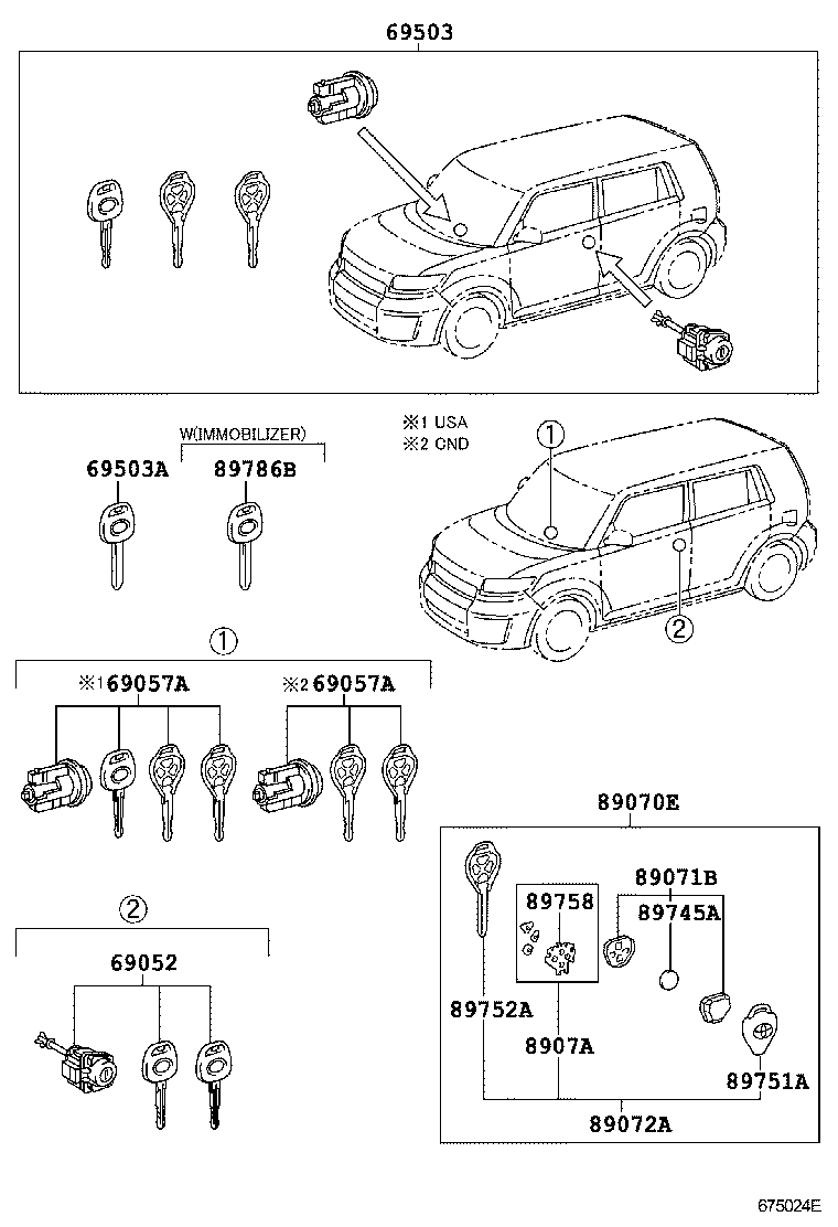  SCION XB |  LOCK CYLINDER SET