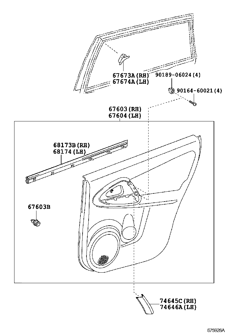  RAV4 NAP |  REAR DOOR PANEL GLASS