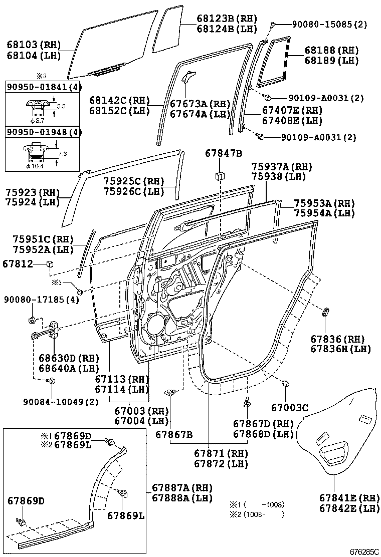  HIGHLANDER NAP |  REAR DOOR PANEL GLASS