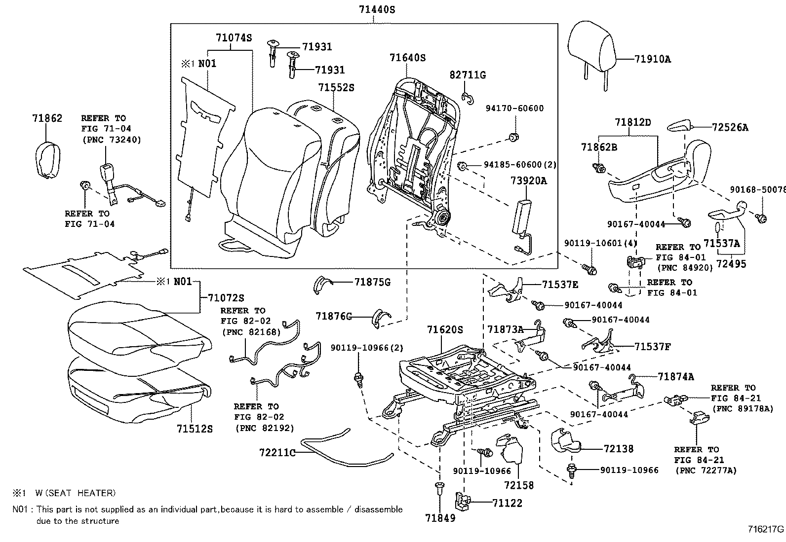  PRIUS |  FRONT SEAT SEAT TRACK