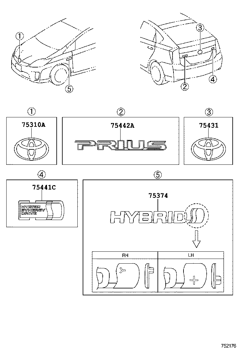  PRIUS |  EMBLEM NAME PLATE EXTERIOR INTERIOR