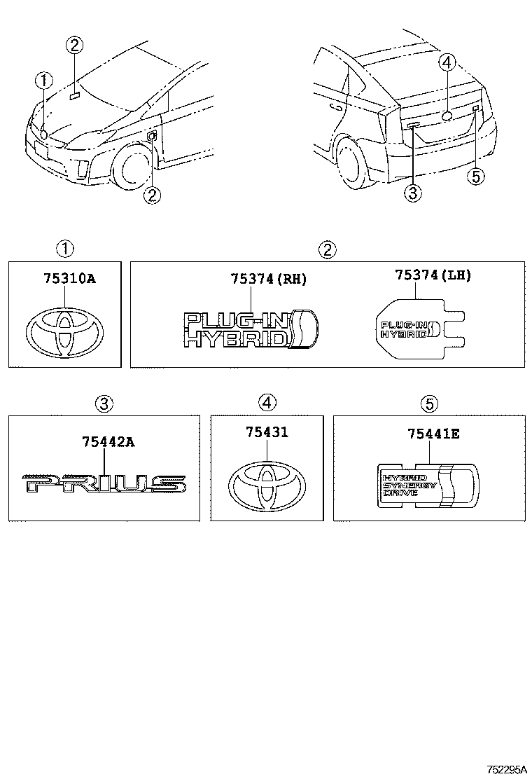  PRIUS PLUG IN HBD |  EMBLEM NAME PLATE EXTERIOR INTERIOR