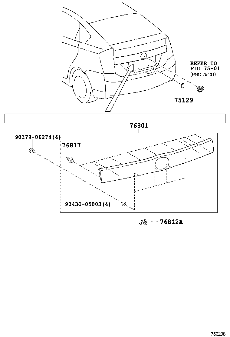  PRIUS PLUG IN HBD |  REAR MOULDING