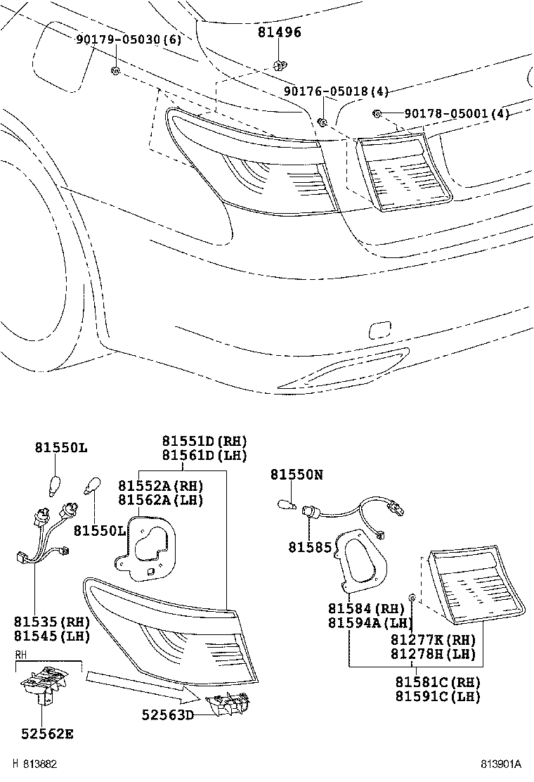  LS460 460L |  REAR COMBINATION LAMP