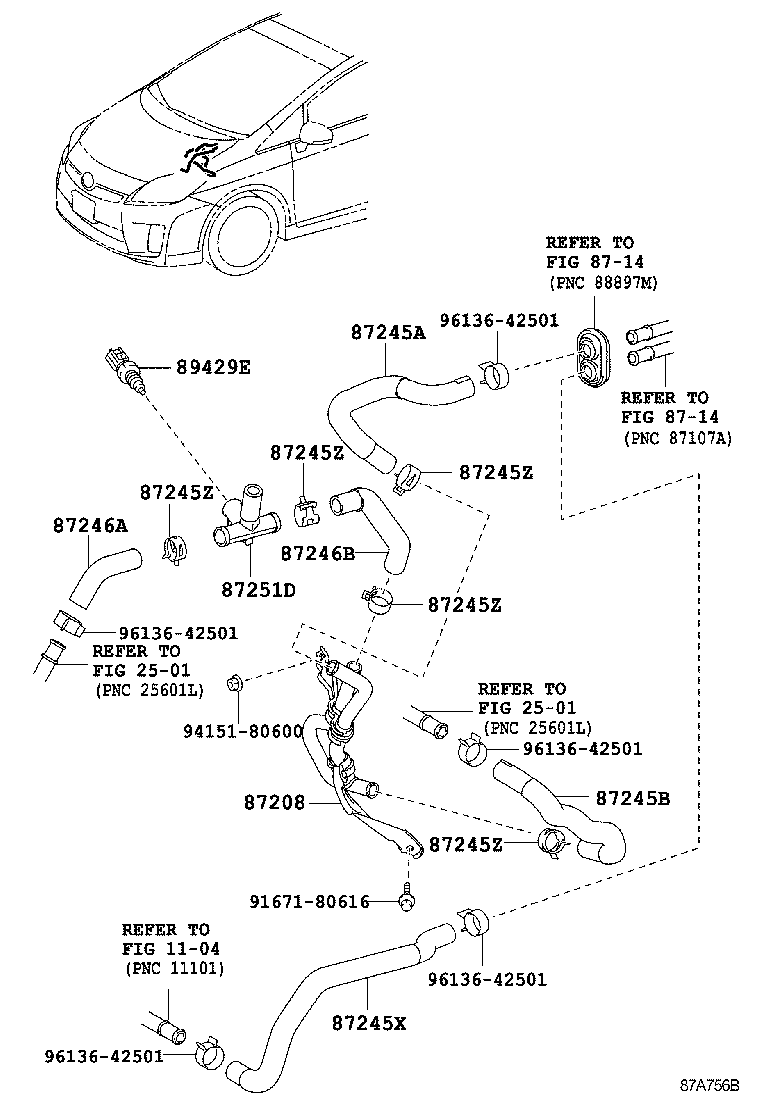  PRIUS |  HEATING AIR CONDITIONING WATER PIPING