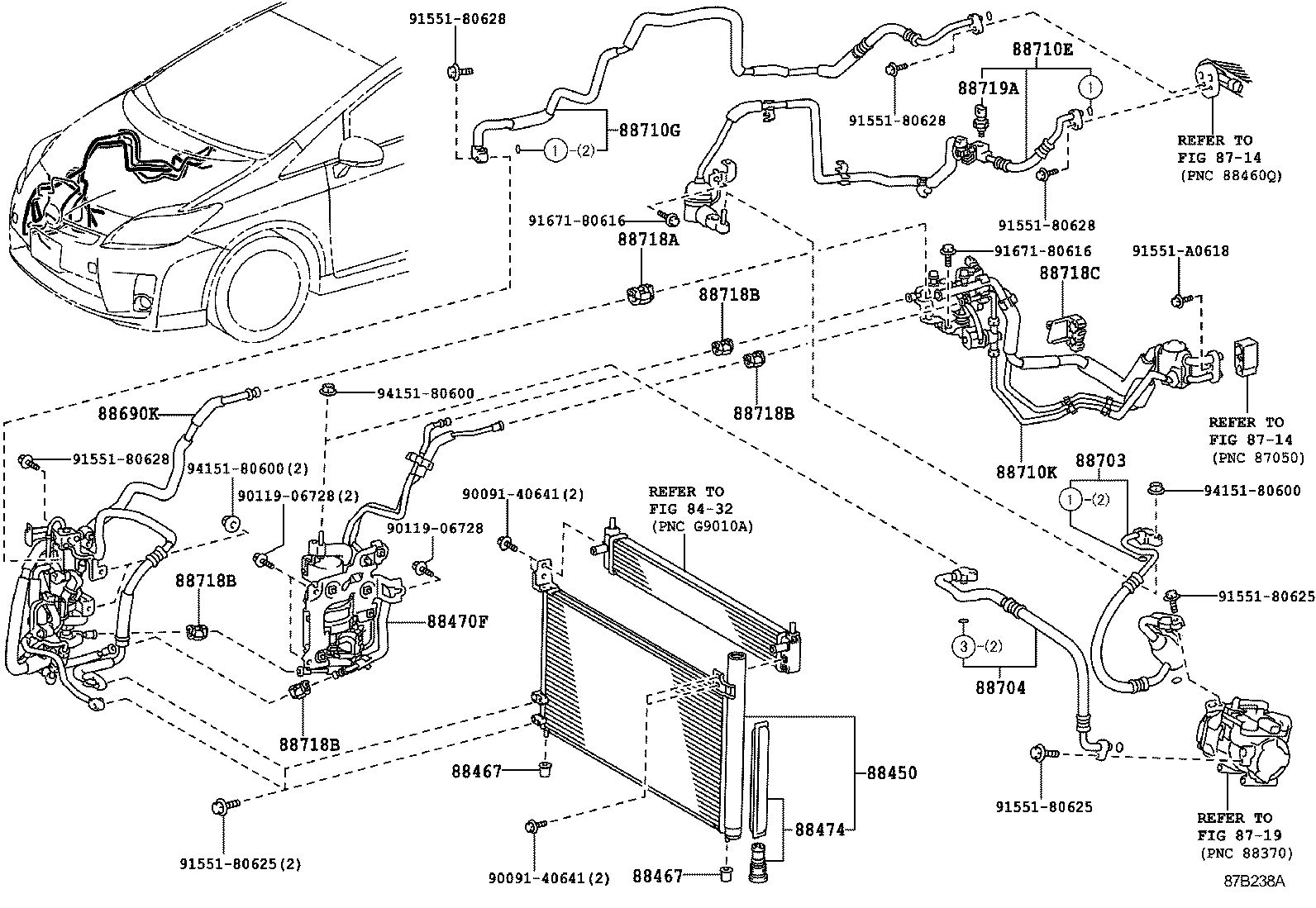  PRIUS PLUG IN HBD |  HEATING AIR CONDITIONING COOLER PIPING