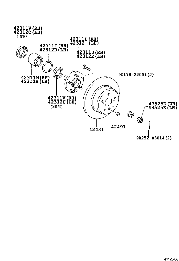  HIGHLANDER |  REAR AXLE SHAFT HUB