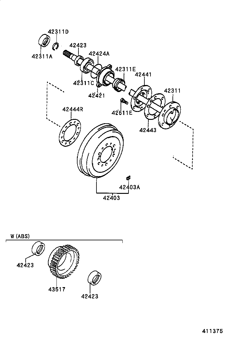  HILUX 2WD |  REAR AXLE SHAFT HUB