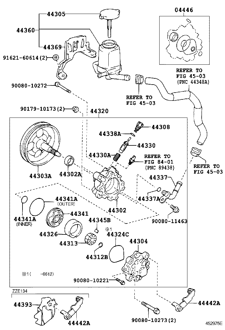 TOYOTA COROLLA MATRIX NAPZZE130LDEMDKA POWERTRAINCHASSIS VANE PUMP RESERVOIR POWER