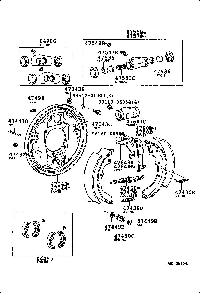  4 RUNNER TRUCK |  REAR DRUM BRAKE WHEEL CYLINDER BACKING PLATE