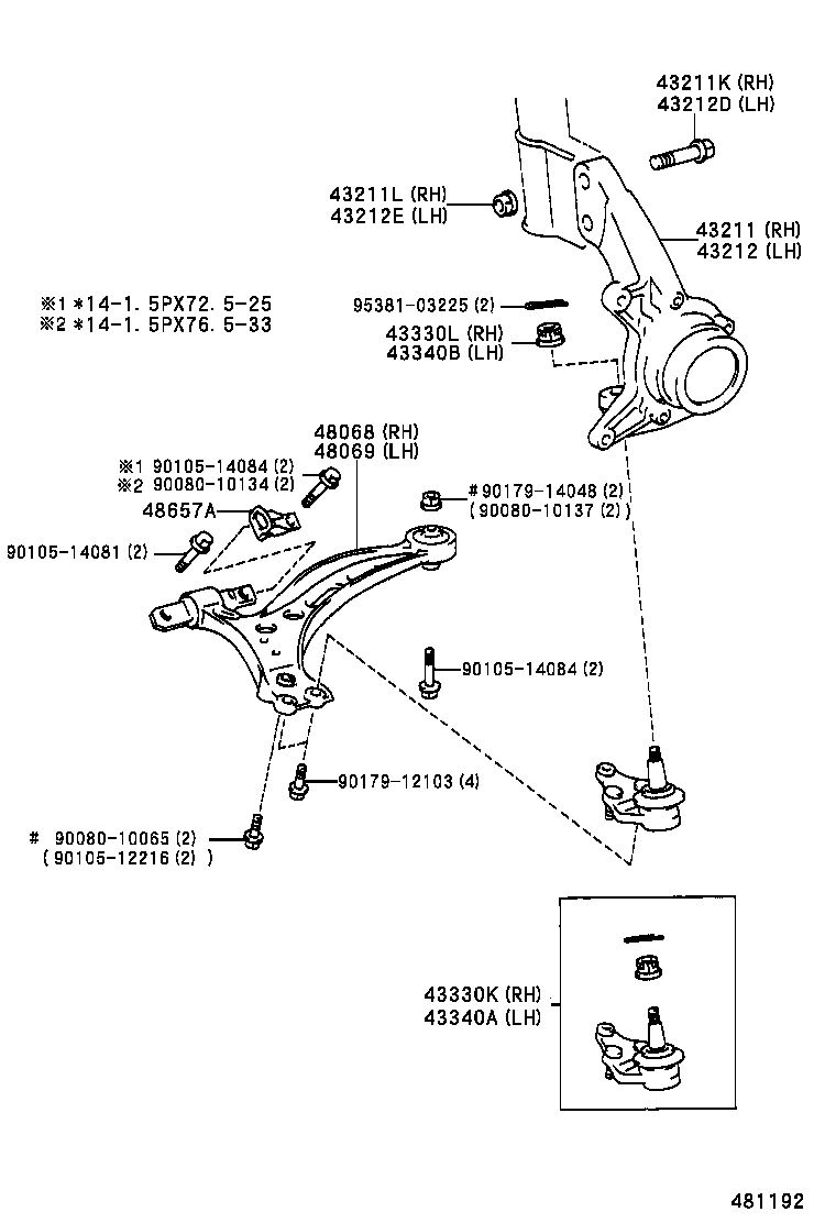  CAMRY NAP |  FRONT AXLE ARM STEERING KNUCKLE