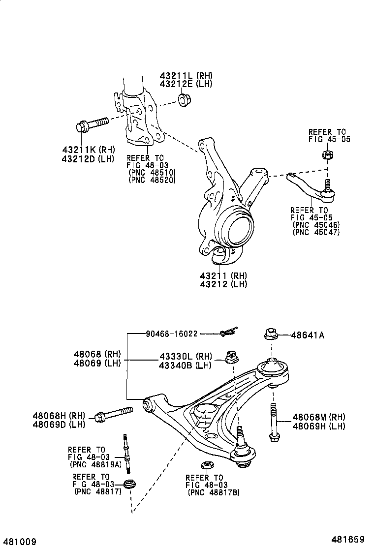  SCION XB |  FRONT AXLE ARM STEERING KNUCKLE