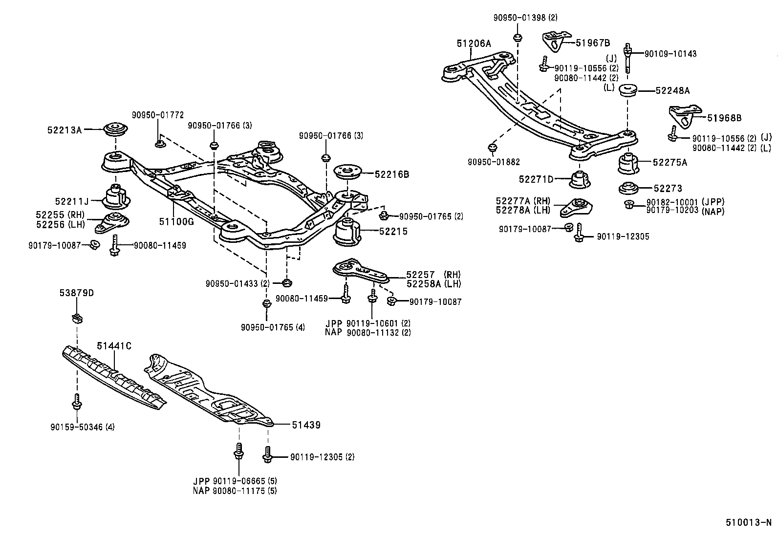  CAMRY NAP |  SUSPENSION CROSSMEMBER UNDER COVER