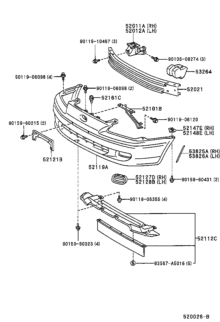  PASEO |  FRONT BUMPER BUMPER STAY