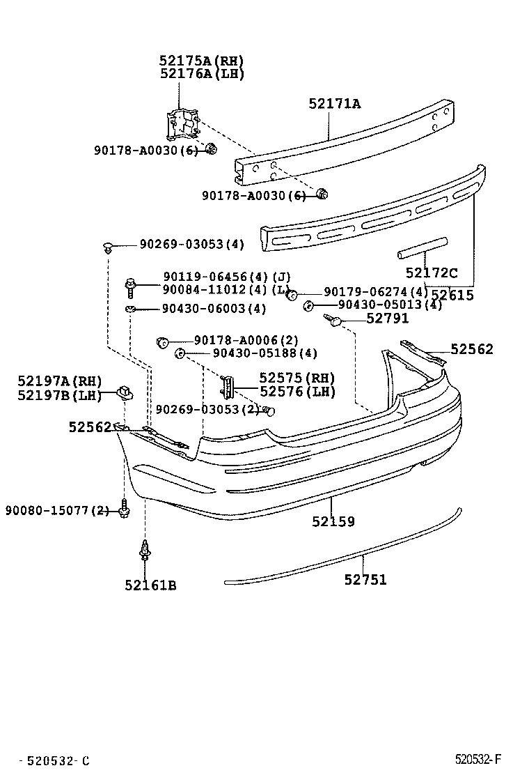  AVALON |  REAR BUMPER BUMPER STAY