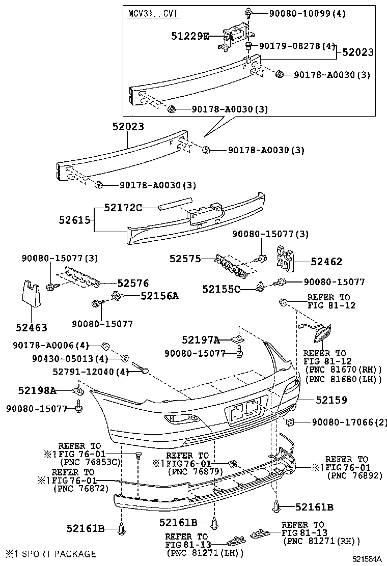  SOLARA |  REAR BUMPER BUMPER STAY