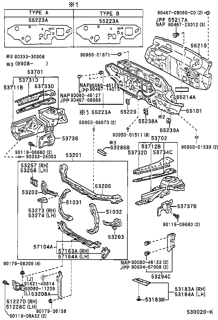  CAMRY NAP |  FRONT FENDER APRON DASH PANEL