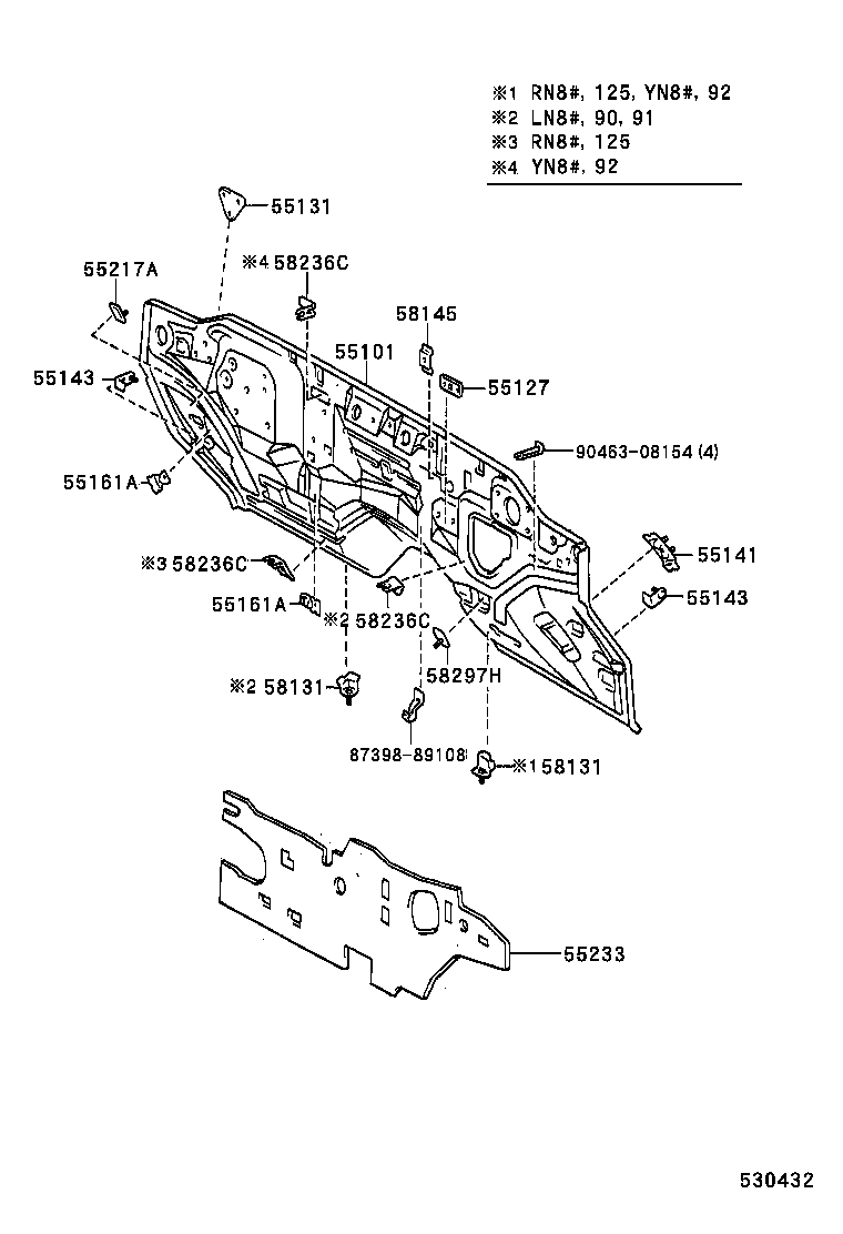  HILUX 2WD |  FRONT FENDER APRON DASH PANEL