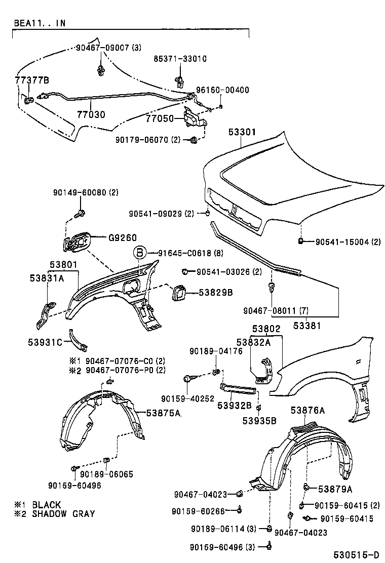  RAV4 EV |  HOOD FRONT FENDER