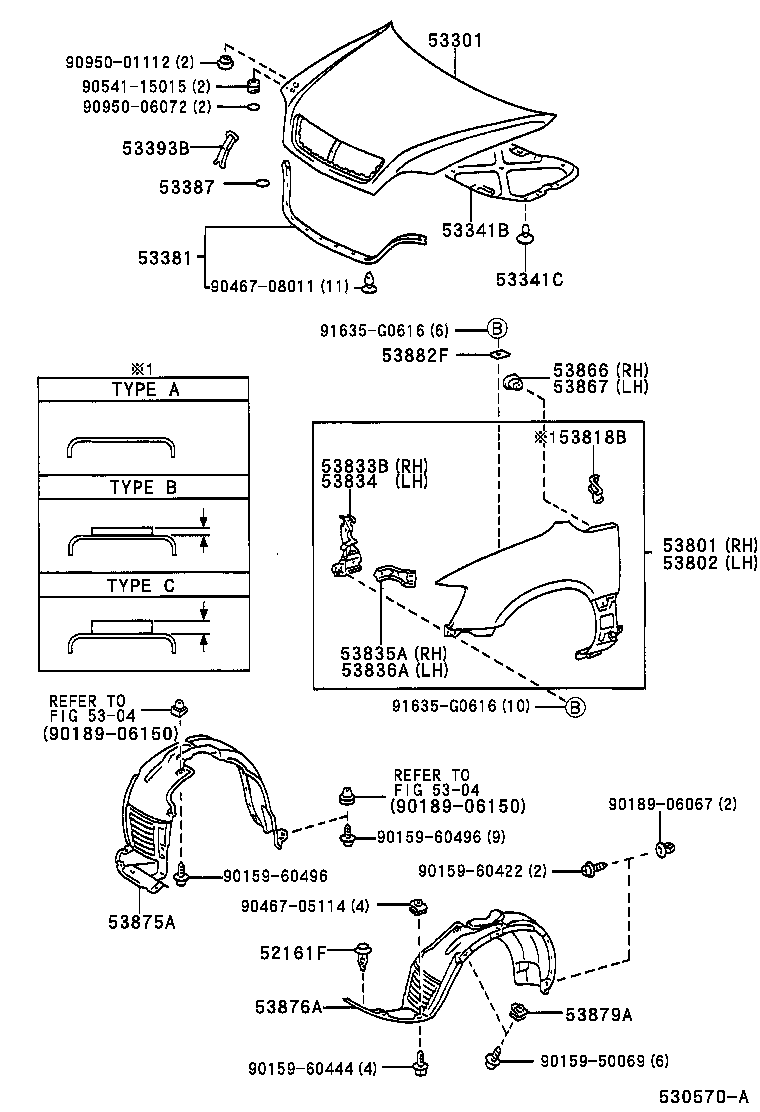  RX300 |  HOOD FRONT FENDER