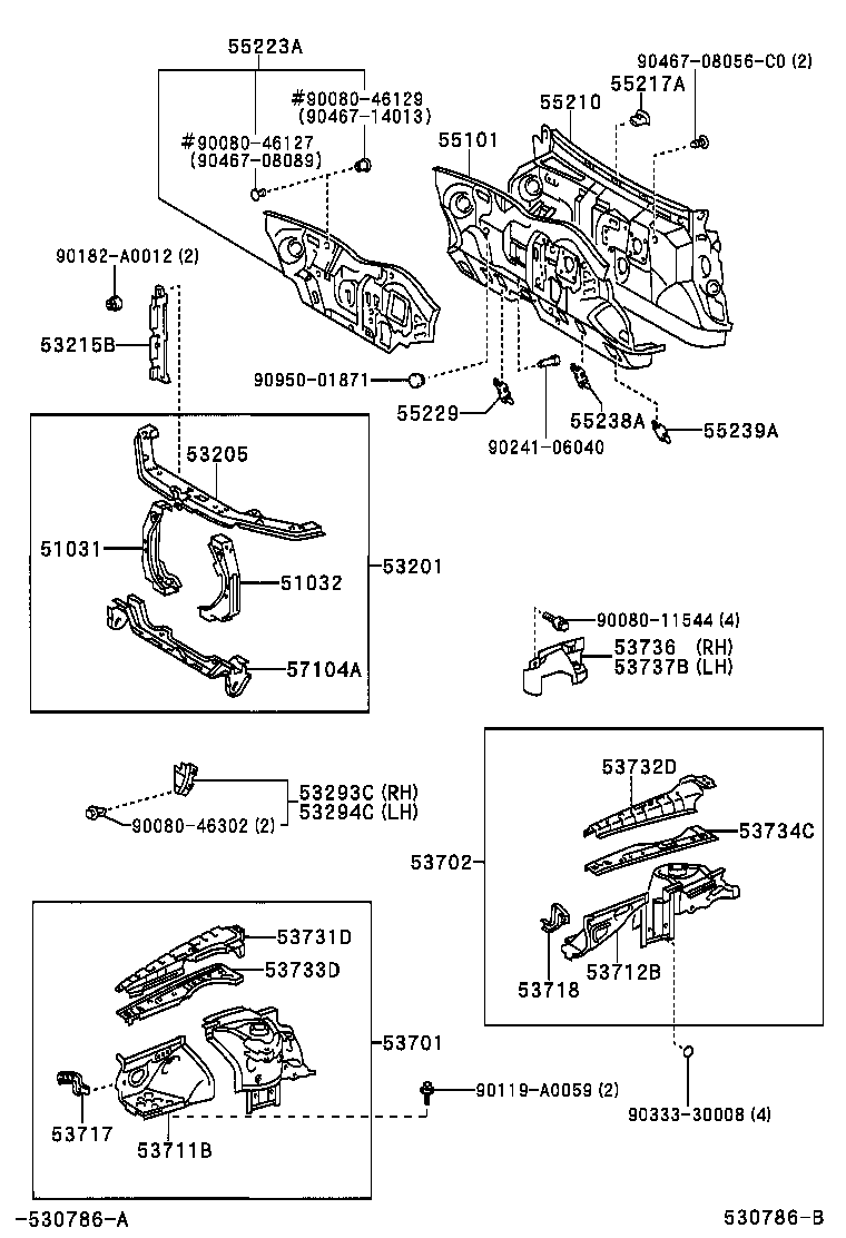  AVALON |  FRONT FENDER APRON DASH PANEL