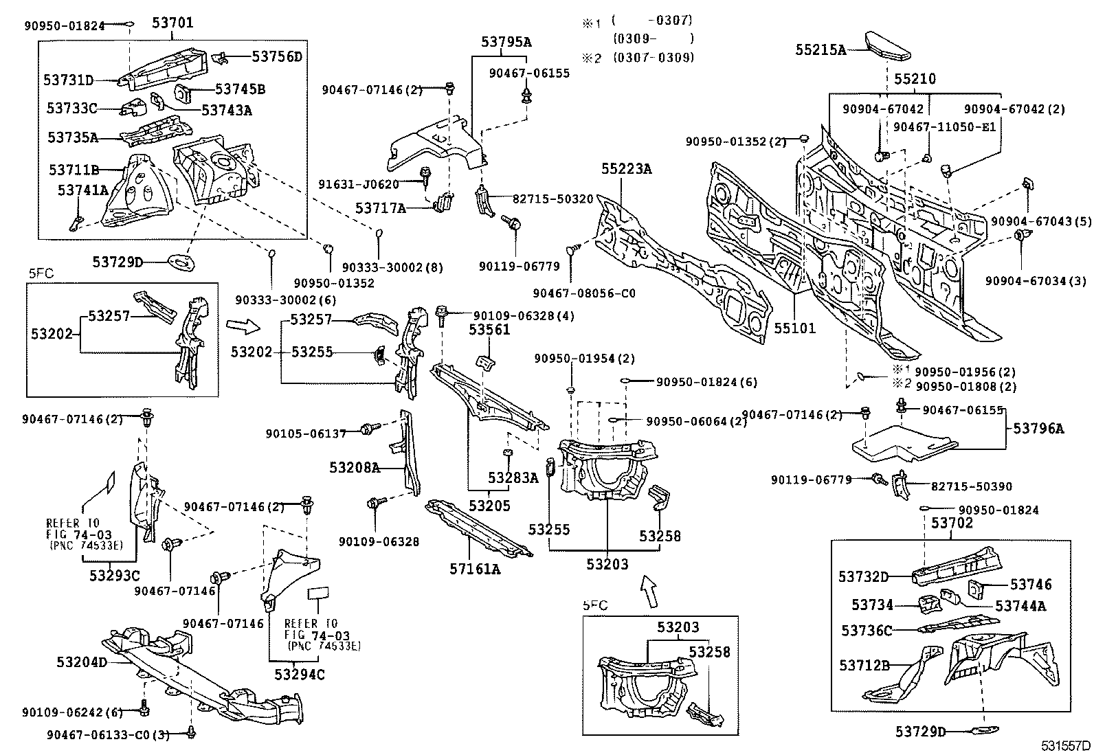  LS430 |  FRONT FENDER APRON DASH PANEL