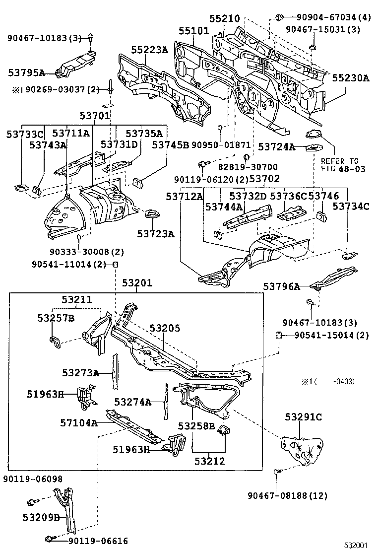  SC430 |  FRONT FENDER APRON DASH PANEL