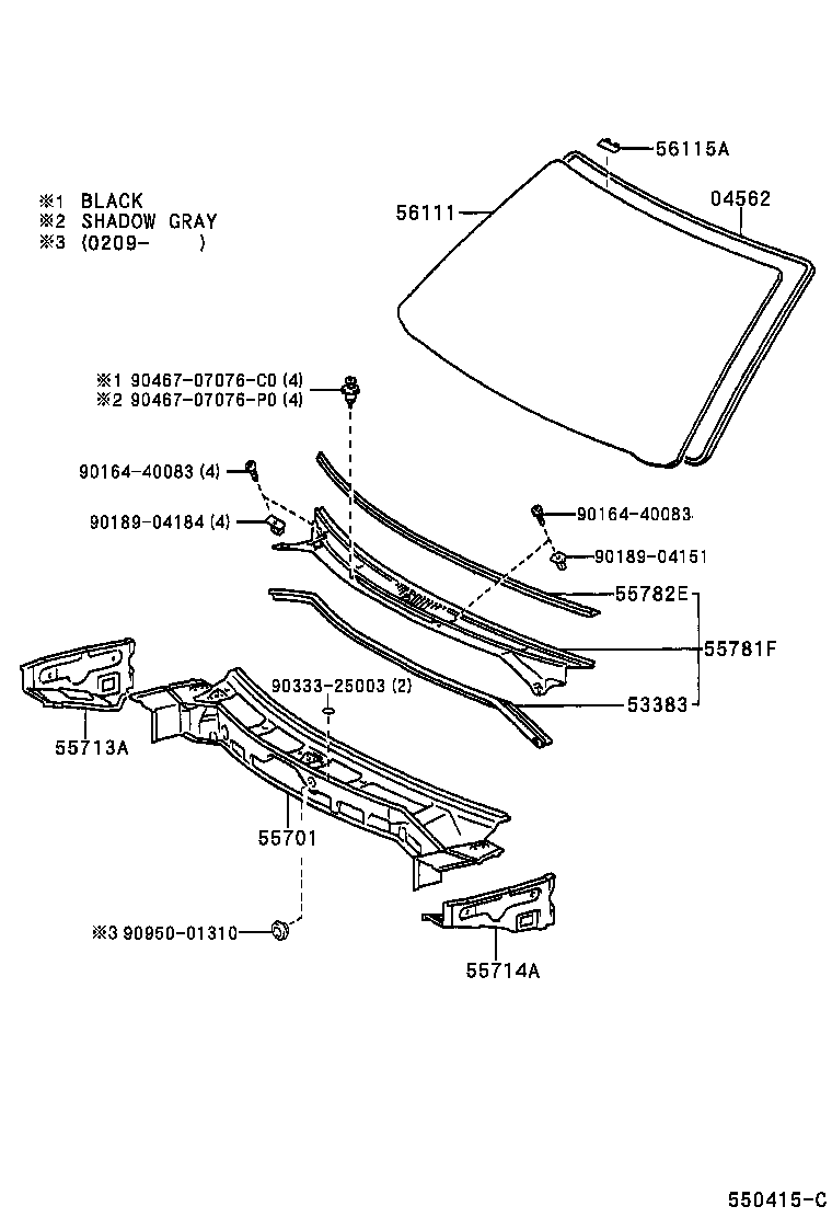  RAV4 EV |  COWL PANEL WINDSHIELD GLASS