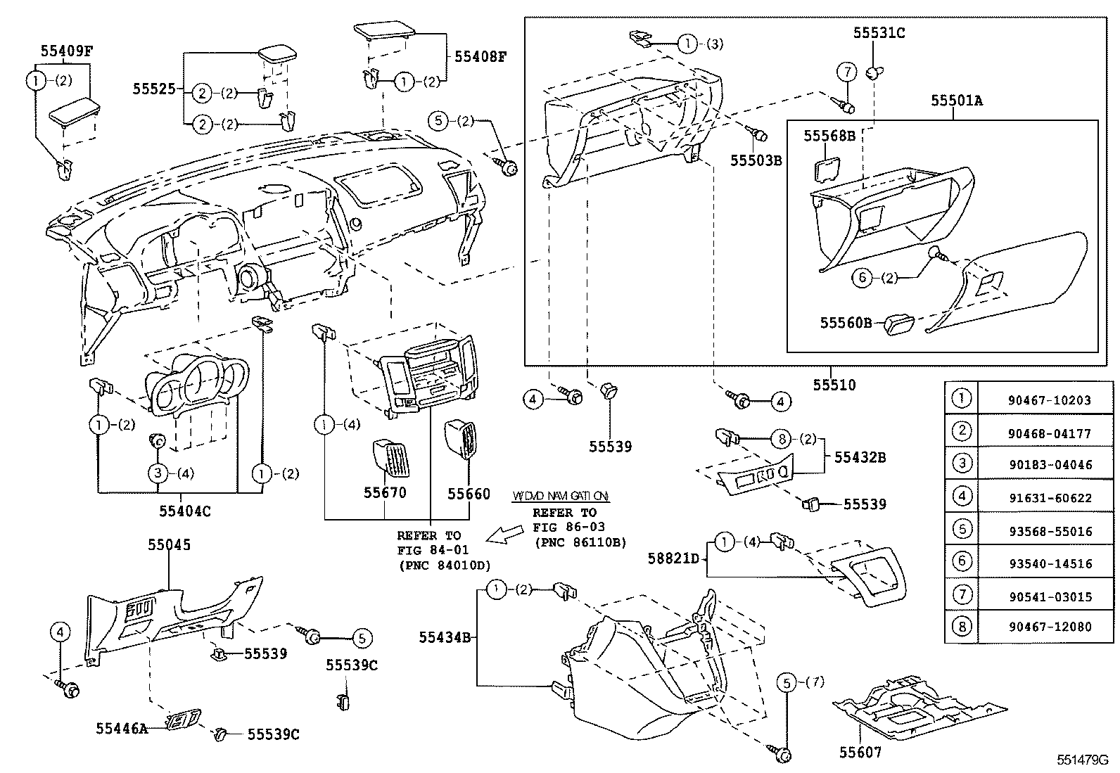  RX400H |  INSTRUMENT PANEL GLOVE COMPARTMENT