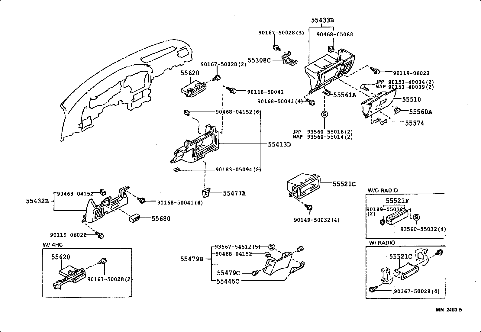  4 RUNNER TRUCK |  INSTRUMENT PANEL GLOVE COMPARTMENT