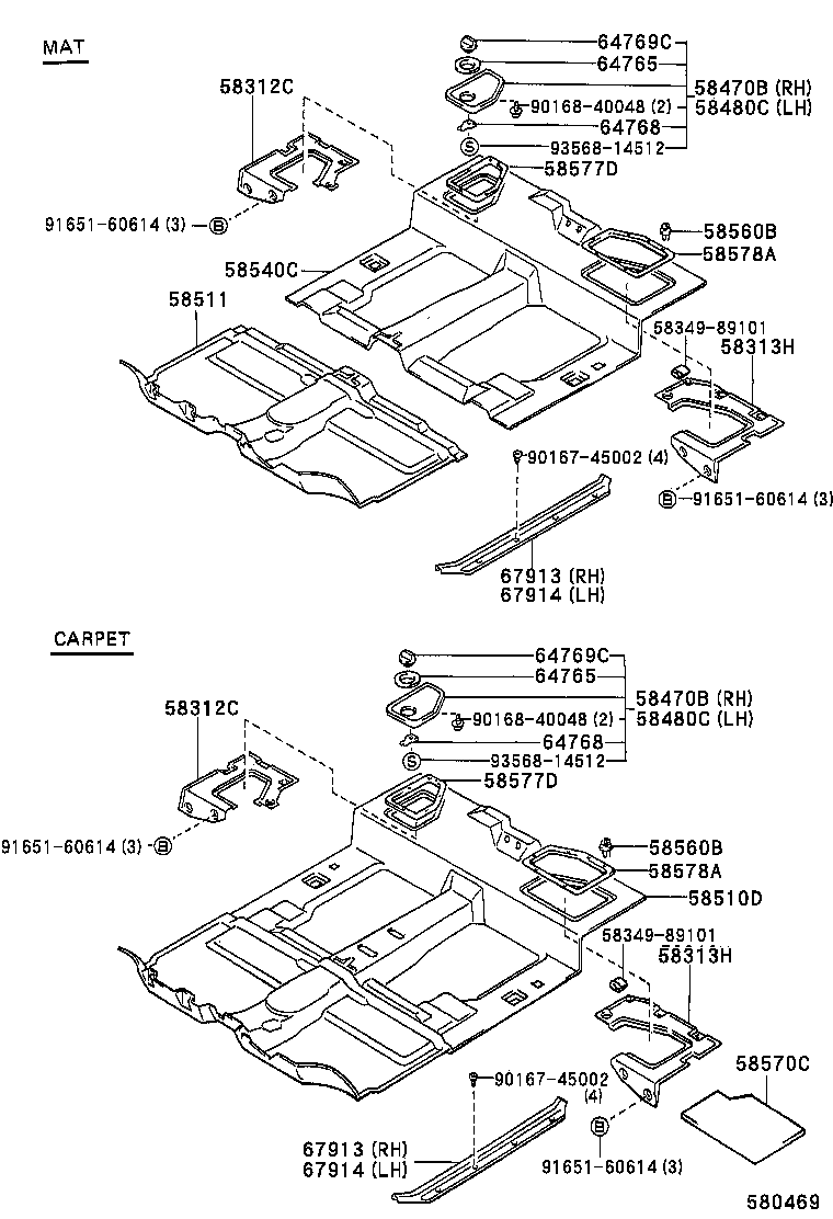  HILUX 2WD |  FLOOR MAT SILENCER PAD