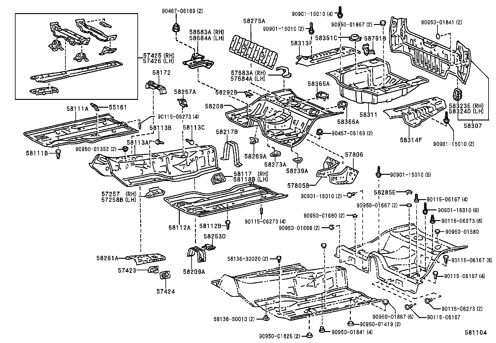  LS400 |  FLOOR PAN LOWER BACK PANEL