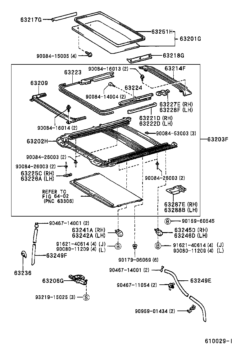  CAMRY NAP |  ROOF PANEL BACK WINDOW GLASS