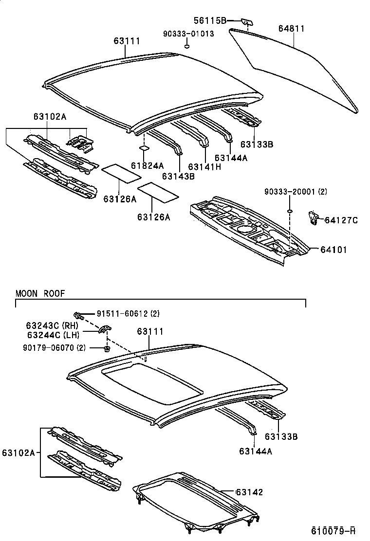  ES300 |  ROOF PANEL BACK WINDOW GLASS