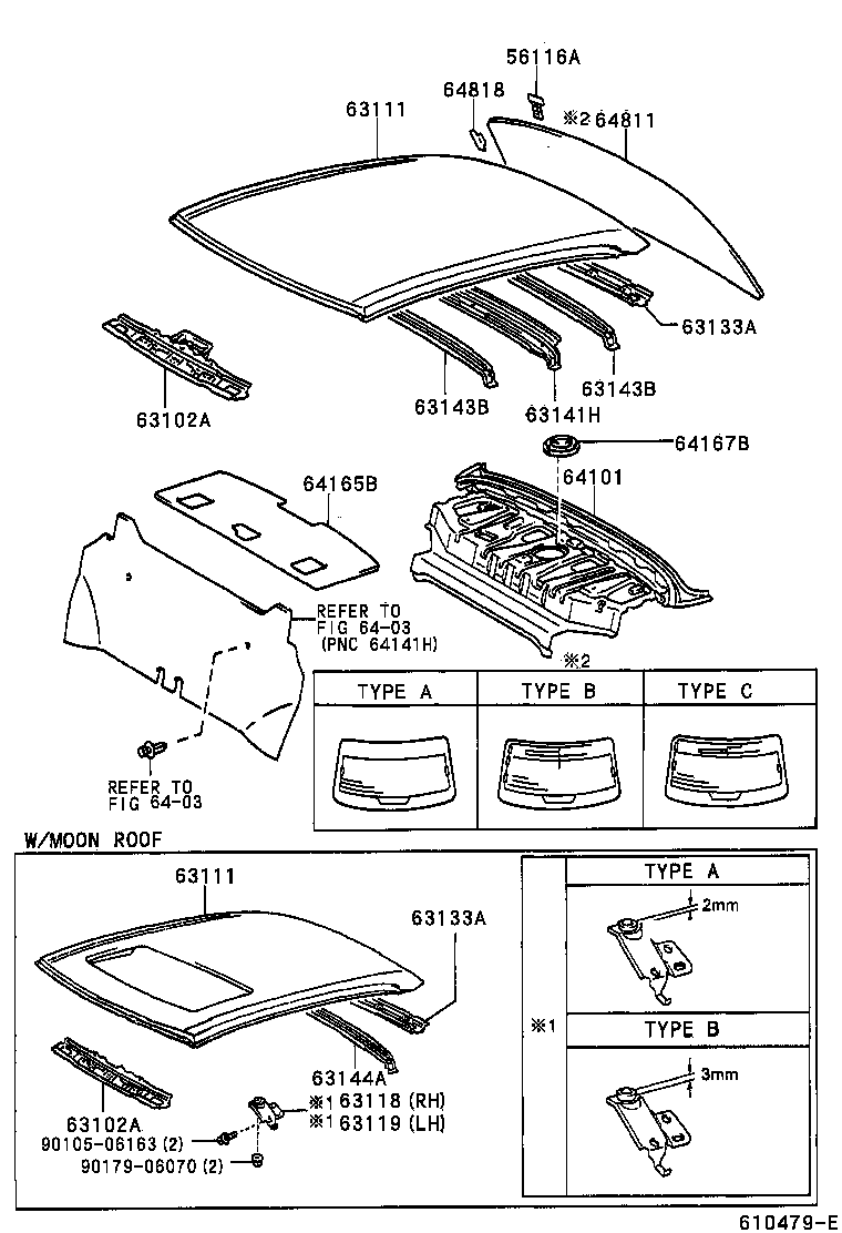  AVALON |  ROOF PANEL BACK WINDOW GLASS