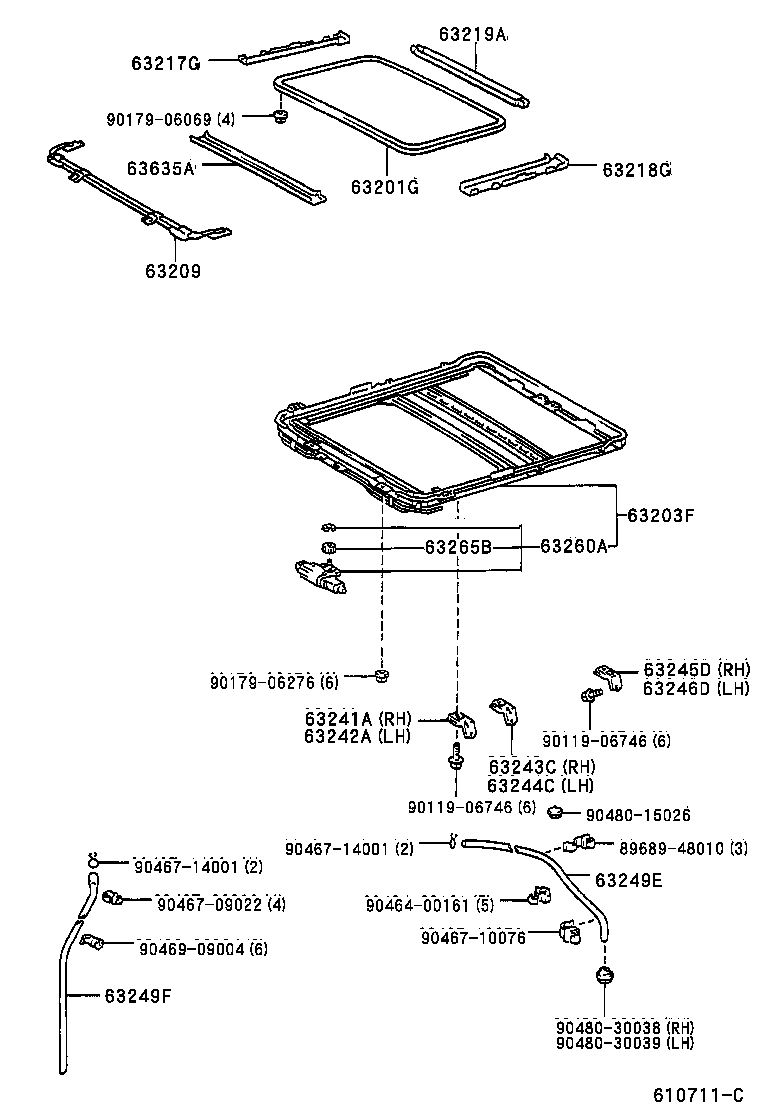  RX300 |  ROOF PANEL BACK WINDOW GLASS