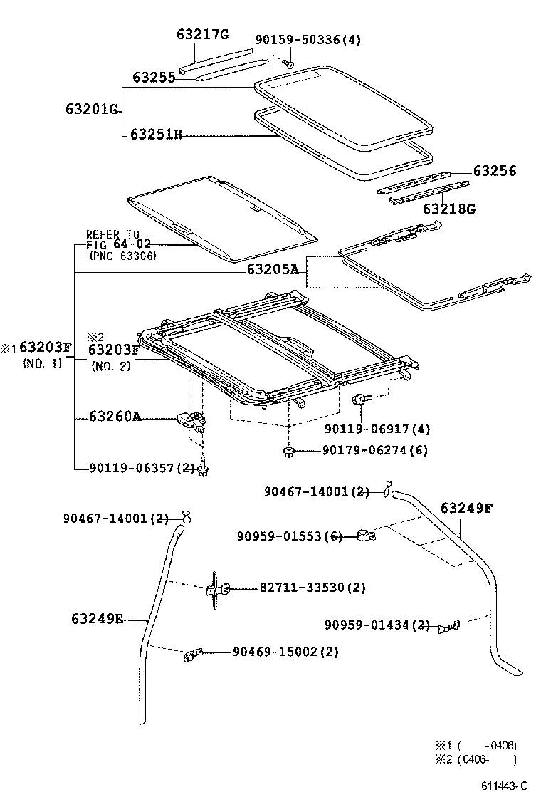  ES300 330 |  ROOF PANEL BACK WINDOW GLASS