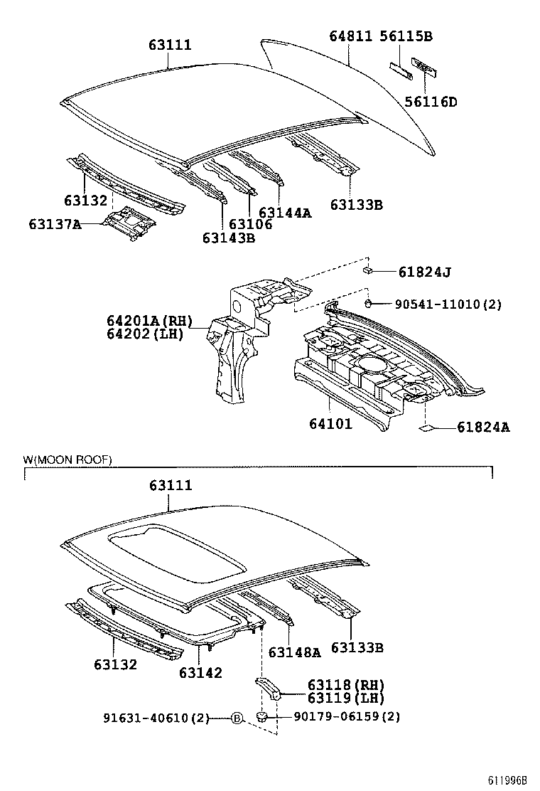  ES300 330 |  ROOF PANEL BACK WINDOW GLASS