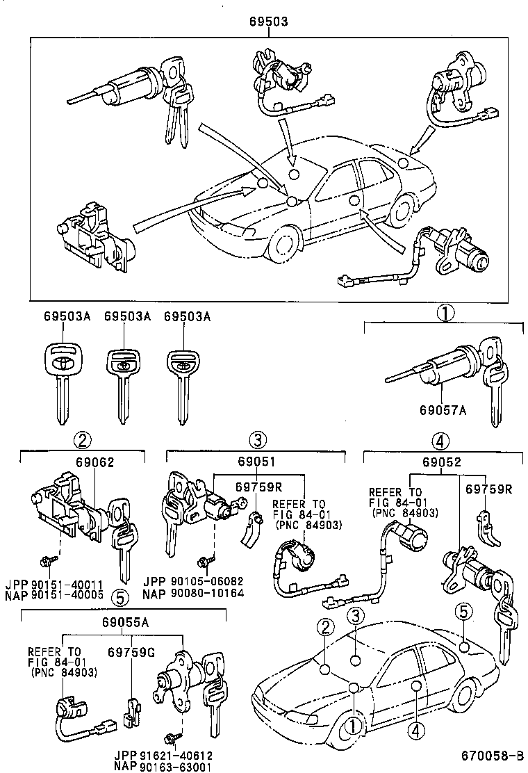  CAMRY NAP |  LOCK CYLINDER SET