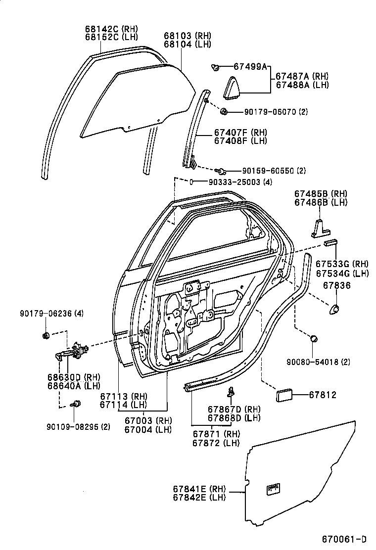 CAMRY NAP |  REAR DOOR PANEL GLASS