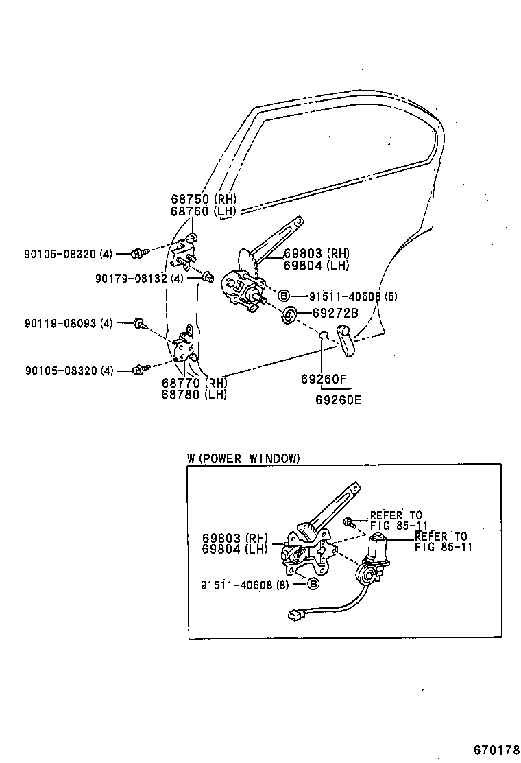  TERCEL |  REAR DOOR WINDOW REGULATOR HINGE