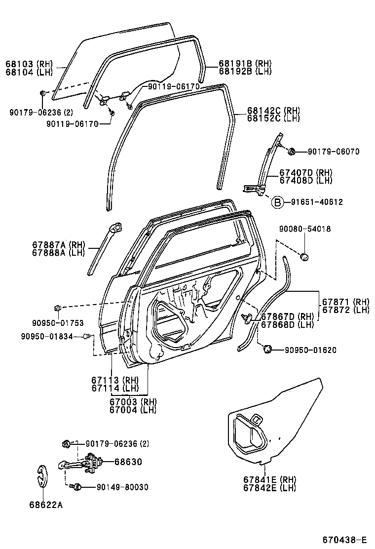  AVALON |  REAR DOOR PANEL GLASS