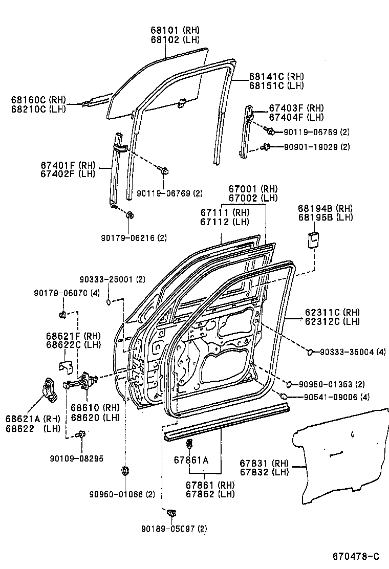  4RUNNER |  FRONT DOOR PANEL GLASS