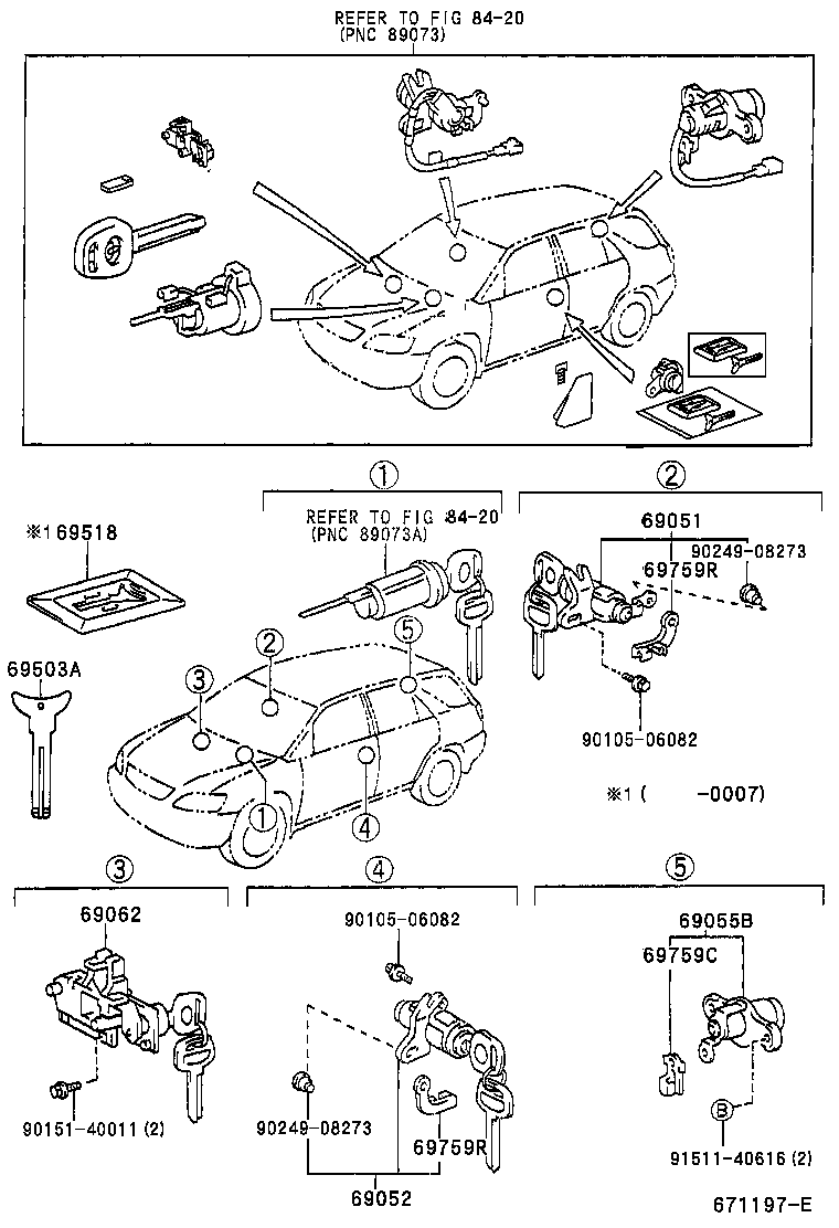  RX300 |  LOCK CYLINDER SET